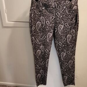 Michael Michael Kors White AndBlack Pattern Contemporary Casual Pull-On Pants XL